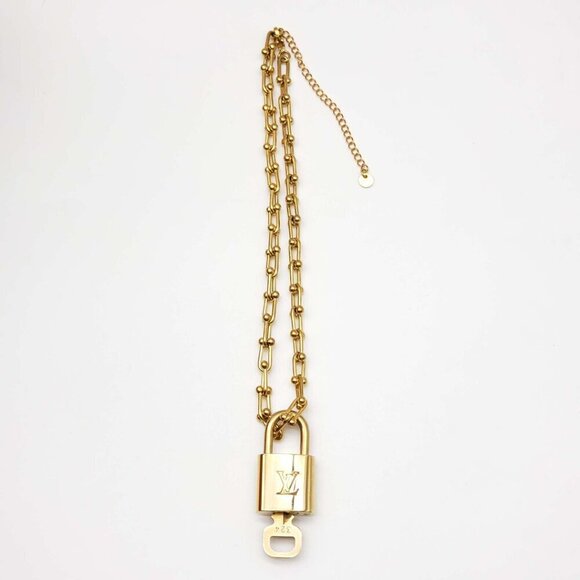Authentic Louis Vuitton Lock and Key Gold Color with Gold Plated Chain Necklace - Picture 5 of 8